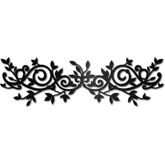 Metal Tree Leaf Wall Decor Vine Olive Branch Wall Art Black Leaf Wrought Iron Scroll Sculptures Wall Art Decor Hanging Rustic Wall Sign for above The Bed Living Room Home 15.7x4.7Inch DIY