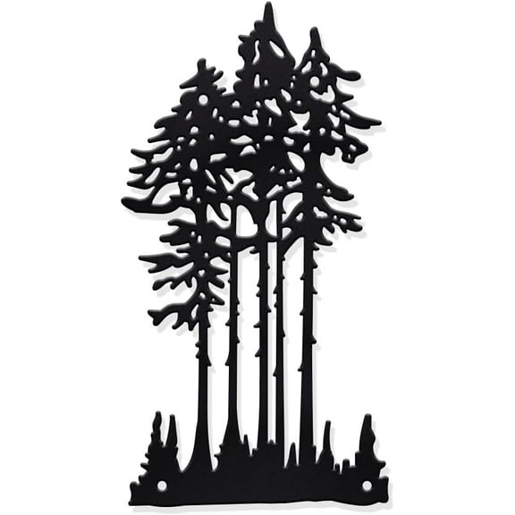 Metal Tree Wall Decor 5.7x10.8 Inch Black Pine Tree Wall Art Tree Decor Wall Hanging Tree Wall Sculpture Decoration for Bathroom Living Room Indoor Outdoor