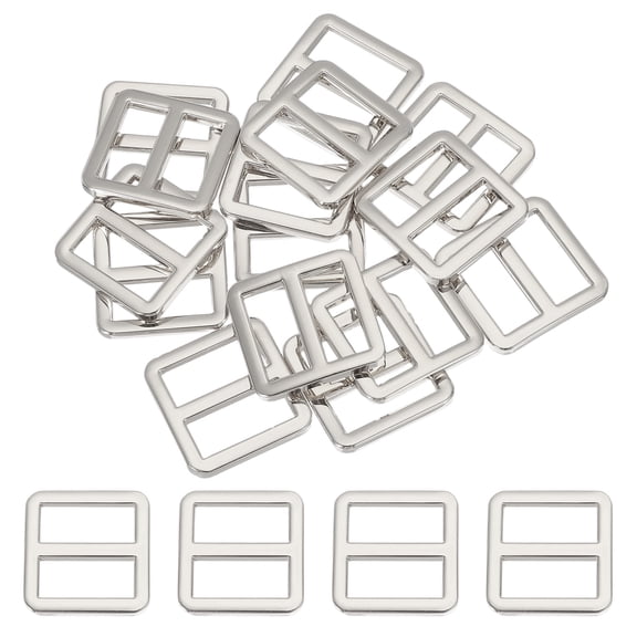 Uxcell Metal Tri-glide Slide Buckle, Zinc Alloy Adjuster Sliders Webbing Strap Fastener Replacement for Bag Silver 19mm
