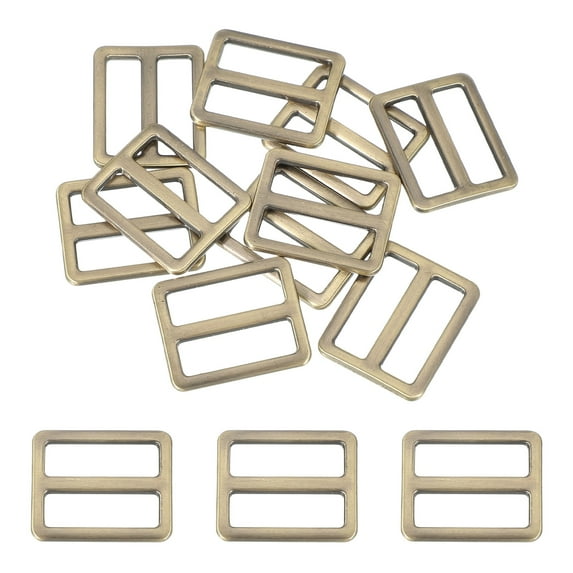 Uxcell Metal Tri-glide Slide Buckle, Zinc Alloy Adjuster Sliders Webbing Strap Fasteners for Bag Belt Dog Collar Bronze 25mm