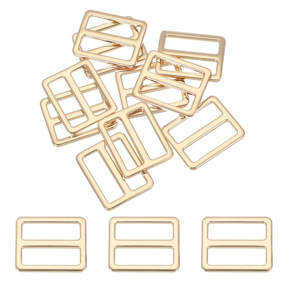 Uxcell Metal Tri-glide Slide Buckle, Zinc Alloy Adjuster Sliders Webbing Strap Fasteners for Bag Belt Dog Collar Gold 25mm