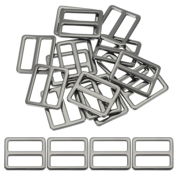 Uxcell Metal Tri-glide Slide Buckle, Zinc Alloy Adjuster Sliders Webbing Strap Fastener Replacement for Bag Bright Black 25mm
