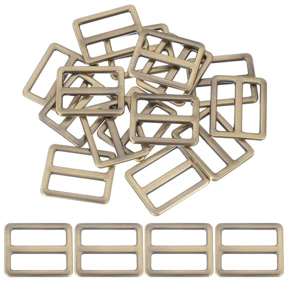 Uxcell Metal Tri-glide Slide Buckle, Zinc Alloy Adjuster Sliders Webbing Strap Fastener Replacement for Bag Bronze 25mm