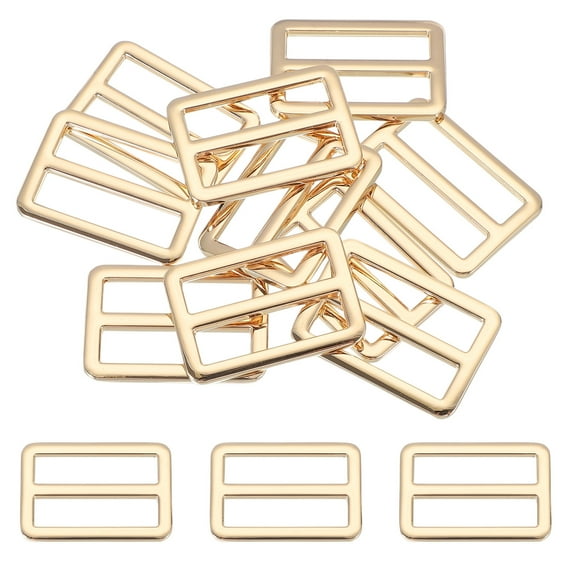 Uxcell Metal Tri-glide Slide Buckle, Zinc Alloy Adjuster Sliders Webbing Strap Fasteners for Bag Belt Dog Collar Gold 32mm