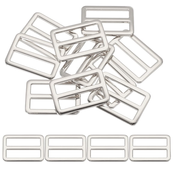 Uxcell Metal Tri-glide Slide Buckle, Zinc Alloy Adjuster Sliders Webbing Strap Fasteners for Bag Belt Dog Silver 32mm