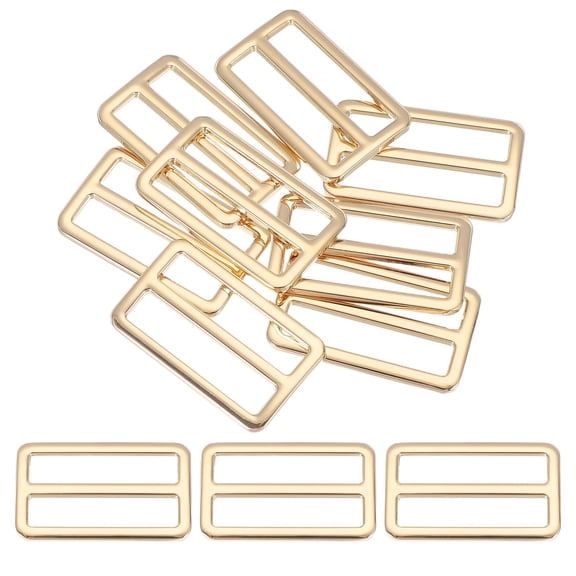 Metal Tri-glide Slide Buckle 1 1/2 Inch, 8 Pcs Zinc Alloy Adjuster Sliders Webbing Strap Fastener, Gold