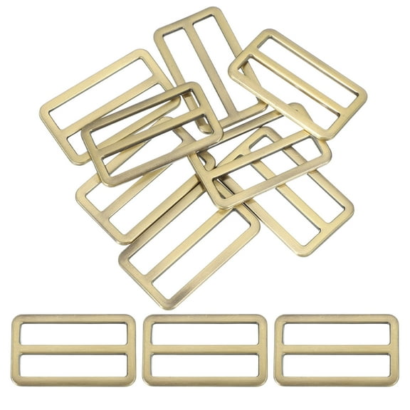 Metal Tri-glide Slide Buckle 1 1/2 Inch, 8 Pcs Zinc Alloy Adjuster Sliders Webbing Strap Fastener, Bronze
