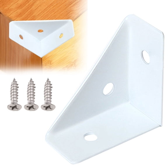 Metal Triangular Corner Bracket – Dusknt L-Shaped Support Bracket with Screws for Wooden Shelving, Bookshelf, Bed, Table & Cabinet, Heavy Duty Connector for Spring DIY Projects (Style A)
