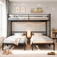 thumbnail image 1 of Bellemave Metal Triple Bunk Bed, Twin Over Twin Over Twin with Storage, Guardrails, Ladder, 3 Bunk Beds for Kids, Converts to 3 Separate Twin Beds, Easy Assembly, Black, 1 of 10