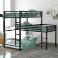 thumbnail image 1 of Metal Triple Bunk Bed, Twin Over Twin Over Twin Bunk Beds with Ladder and Full Length Guardrail, Space Saving L-Shaped Bunk Bed Frame , Black, 1 of 8