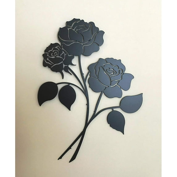Metal Triple Rose Flower Wrought Iron Wall Art Home Decor Floral French Country Decoration Patio Plaque Art 16 inches