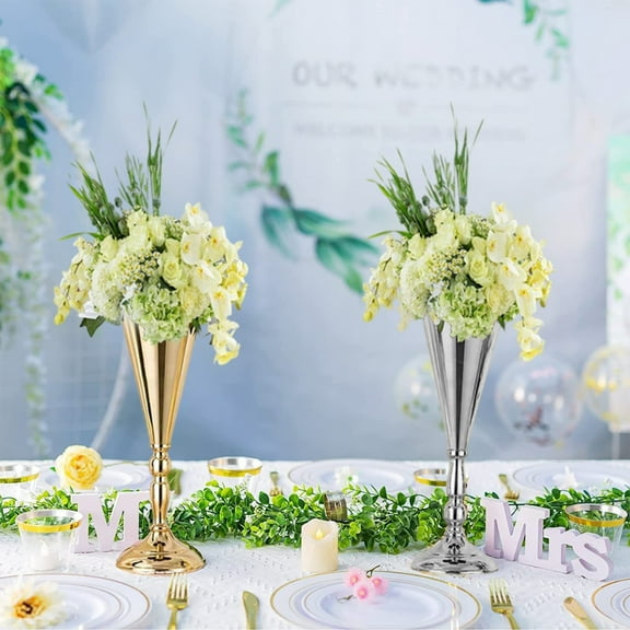 Metal Trophy Vase for Wedding Table Decor, Floral Centerpiece Arrangement for Ceremony Reception, Bridal Shower Gift and Hotel Desktop Decorations, Elegant Mantel Display for Home Setting Sopatenor