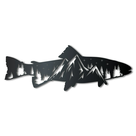 Metal Trout Mountain Wall Art - Metal Mountain Landscape - 14 Color Options 12