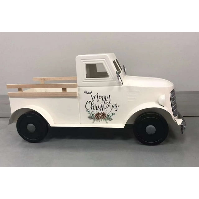 Metal Truck Christmas Decor, White, 26 in, by Holiday Time