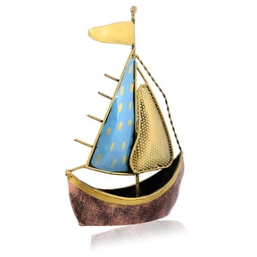 Metal Turkish Ship Boat Naav Showpiece Figurine For Home Dcor - 12 Inches | For Living Room, Tabletop, Desktop Side Corner, Home Decorative Items | Good Luck Items, Ship Showpiece