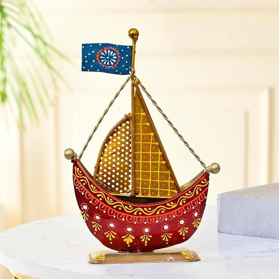 Metal Turkish Ship Boat Naav Showpiece - Home Decor Figurine for Living Room, Bedroom, Office Desk - Tabletop Desktop Side Corner Decoration , Multicolor