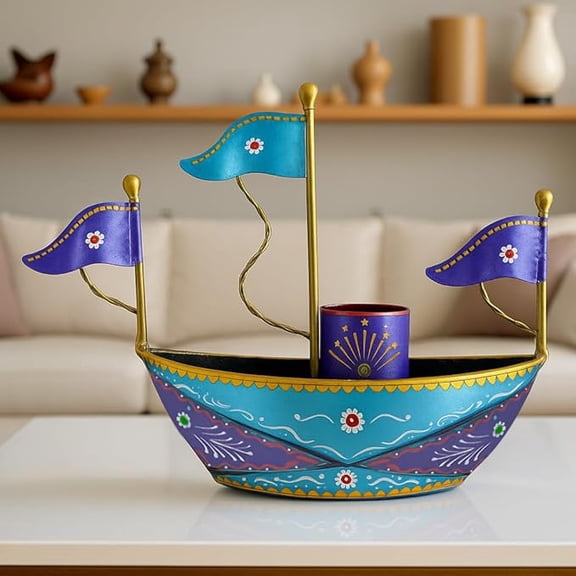 Metal Turkish Ship Boat Naav Showpiece Tabletop Home Decorative Items for Living Room Home Decor Hall Room Desktop Side Corner, Home Decoration Items, Office Desk Organiser