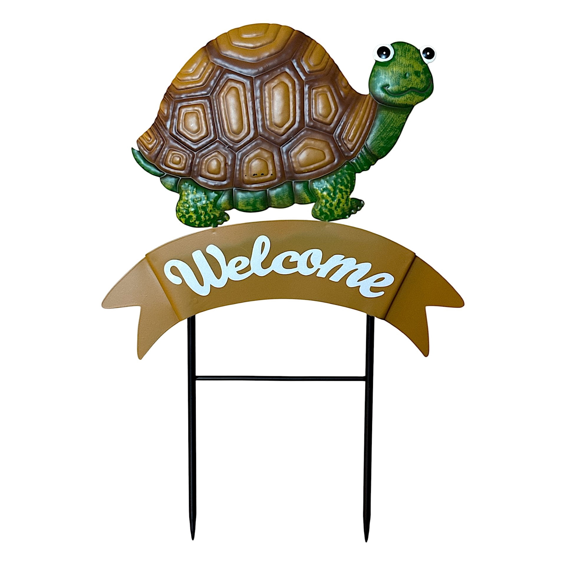 Metal Turtle Welcome Garden Stake Outdoor Lawn Yard Decoration 19 x 13 Inch Decor Welcome Sign for Patio Walkway Flower Bed Porch Patio Landscape
