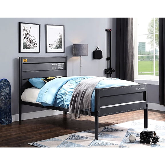 Metal Twin Bed with Cargo Container Elements / Creates Contemporary Bedroom Look