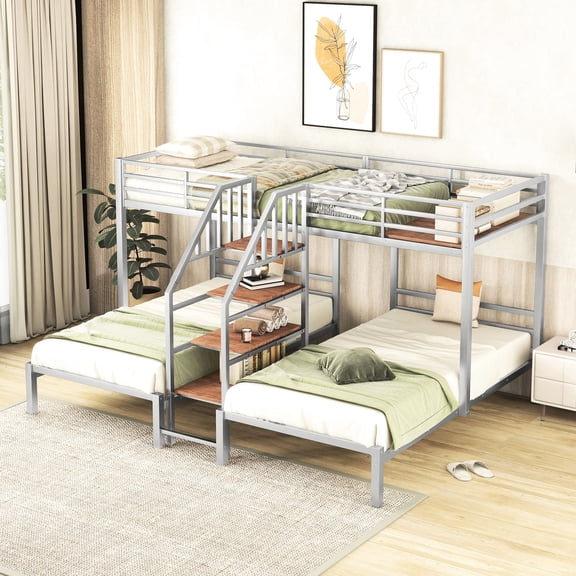 Metal Twin Bunk Bed, Easy to Install - Time - saving for Bedroom Decoration