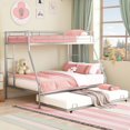 thumbnail image 1 of Twin Over Full Bunk Bed for Kids with Trundle, UHOMEPRO Metal Bunk Beds Twin Over Full Size No Box Spring Needed, Safety Guard, Noise Free for Small Bedroom, CPC Certification, Silver, 1 of 12
