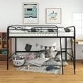 thumbnail image 1 of Metal Twin Loft Bed with Full-Length Guardrails,Secure Metal Twin Loft Bed,Black, 1 of 6