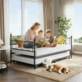 thumbnail image 1 of Metal Twin Size Daybed with Trundle, Sturdy Metal Day Bed with Steel Slat Support, for Living Room, Bedroom and Guest Room, Easy Assembly, Black, 1 of 8