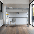 thumbnail image 1 of Metal Twin Size Loft Bed with Desk, Heavy Duty Bedframe with Ladder and Safety Guardrail, Space-Saving, Noise Free, No Box Spring Needed, 1 of 8