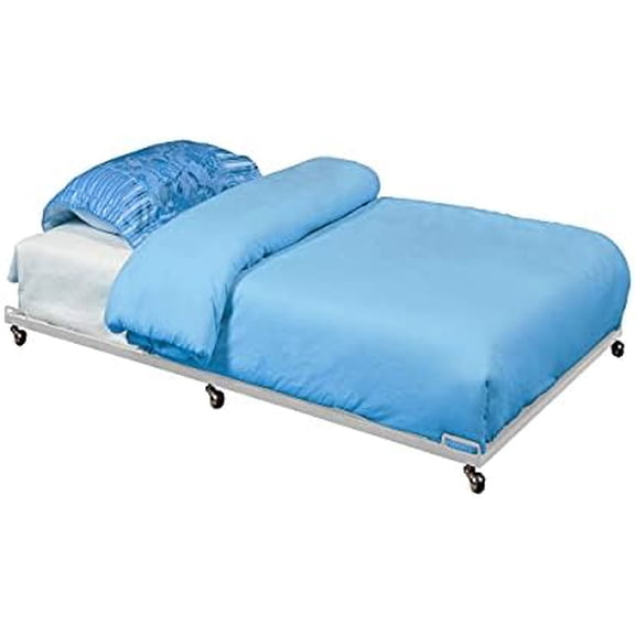 - Metal Twin Size Roll-Out Trundle Bed Frame with Slats Support, Cream White$$Home Decor, Kitchen, & Other