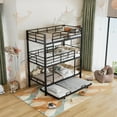 thumbnail image 1 of Metal Twin Size Triple Bunk Bed, Twin Size Trundle Bed, Metal Sturdy Triple Bunk Bed Frame with Guardrails for Dorm Bedroom, Guest Room, Detachable Design for 4 (Antique Black), 1 of 9