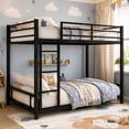 thumbnail image 1 of Metal Twin over Twin Bunk Bed, UHOMEPRO Heavy Duty Metal Bunk Bed Frame with Safety Guardrails, Built-in Ladder, Noise-Reduced Slats, Low Profile Bunk Bed for Kids, Teens Bedroom, Black, 1 of 7