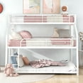 thumbnail image 1 of Metal Twin XL/Full XL/Queen Triple Bunk Beds Frame with Long and Short Ladder & Full-Length Guardrail, Space-Saving, No Box Spring Needed, Noise Free, 1 of 7