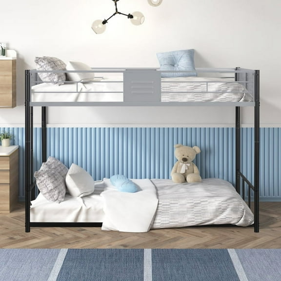 Metal Twin over Twin Bunk Bed with Vent Board/ Heavy-duty Sturdy Metal/ Noise Reduced/ Safety Guardrail