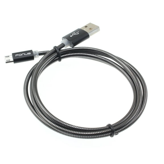 Metal USB Cable for Arlo Pro / Pro 2 Security Cameras - 3ft Charger Cord Power Wire MicroUSB Sync Fast Charge Data High Speed Black Compatible With Arlo Pro and Pro 2 Models