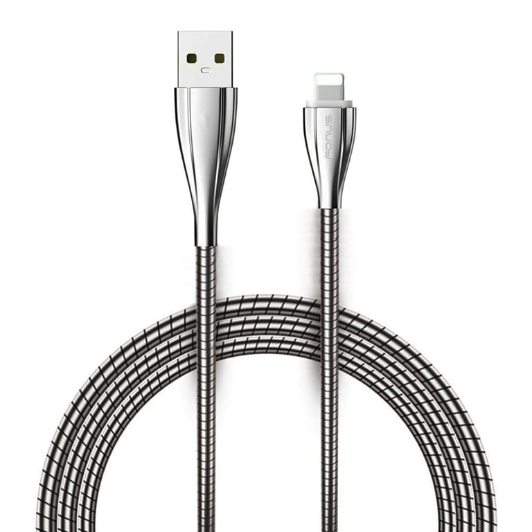 Metal USB Cable for iPhone 11/Pro/Max - 6ft Charger Cord Power Wire Braided  Long Sync Fast Charge Data High Speed Compatible With iPhone 11/Pro/Max