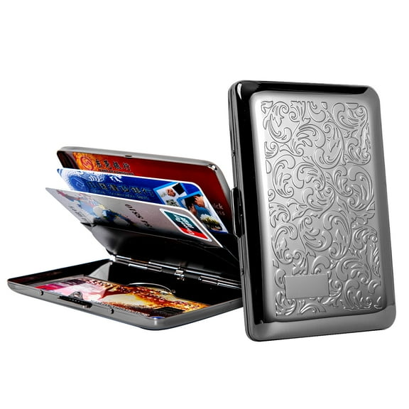 Metal Ultra Booklet Credit Card Holder/Travel Wallet/RFID Protective Case (Black)