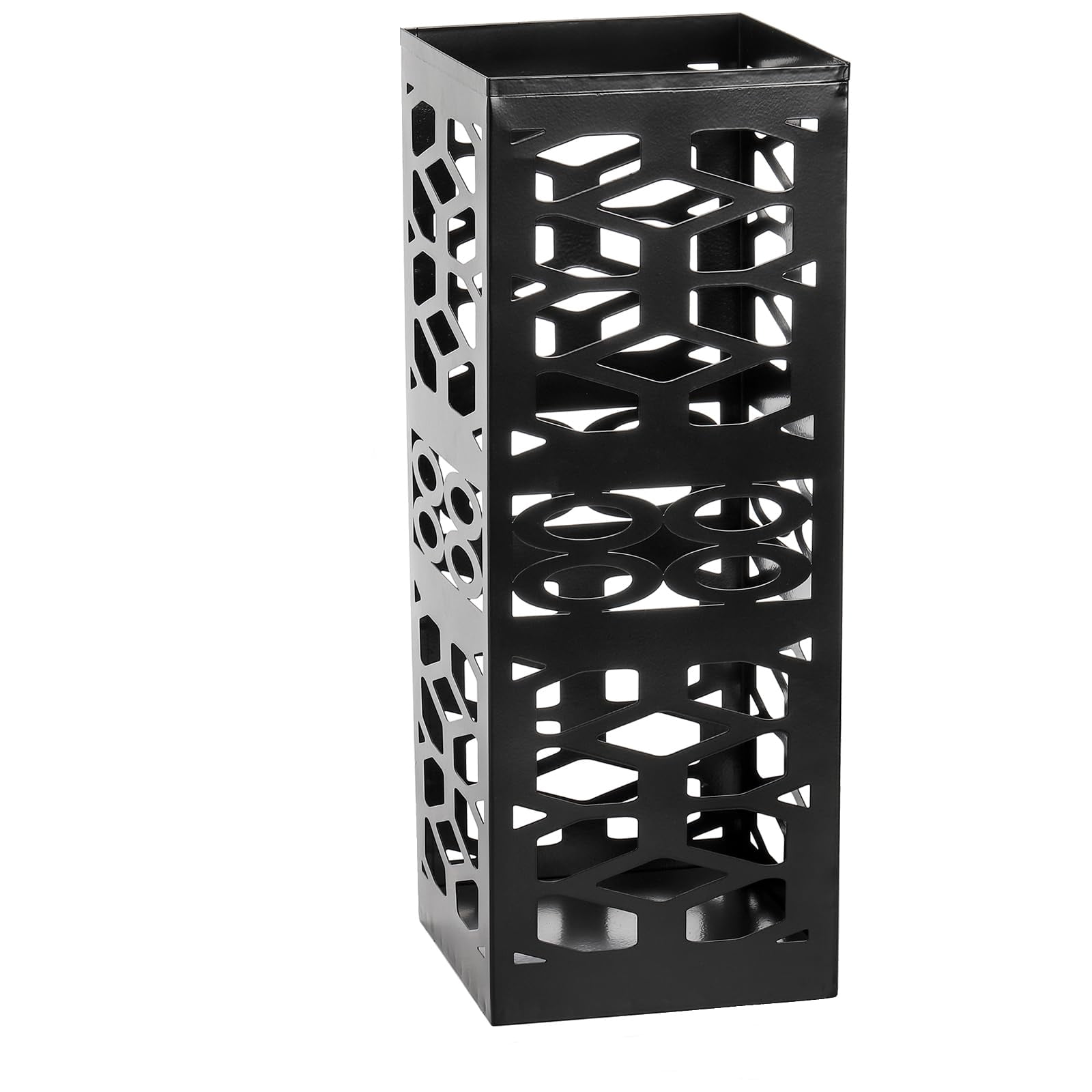 Metal Umbrella Holder Stand For Entryway  Square Organizer Walking Sticks Storage Bin Freestanding Home Office Hotel Black 5.9 X 5.9 15.7 Inches