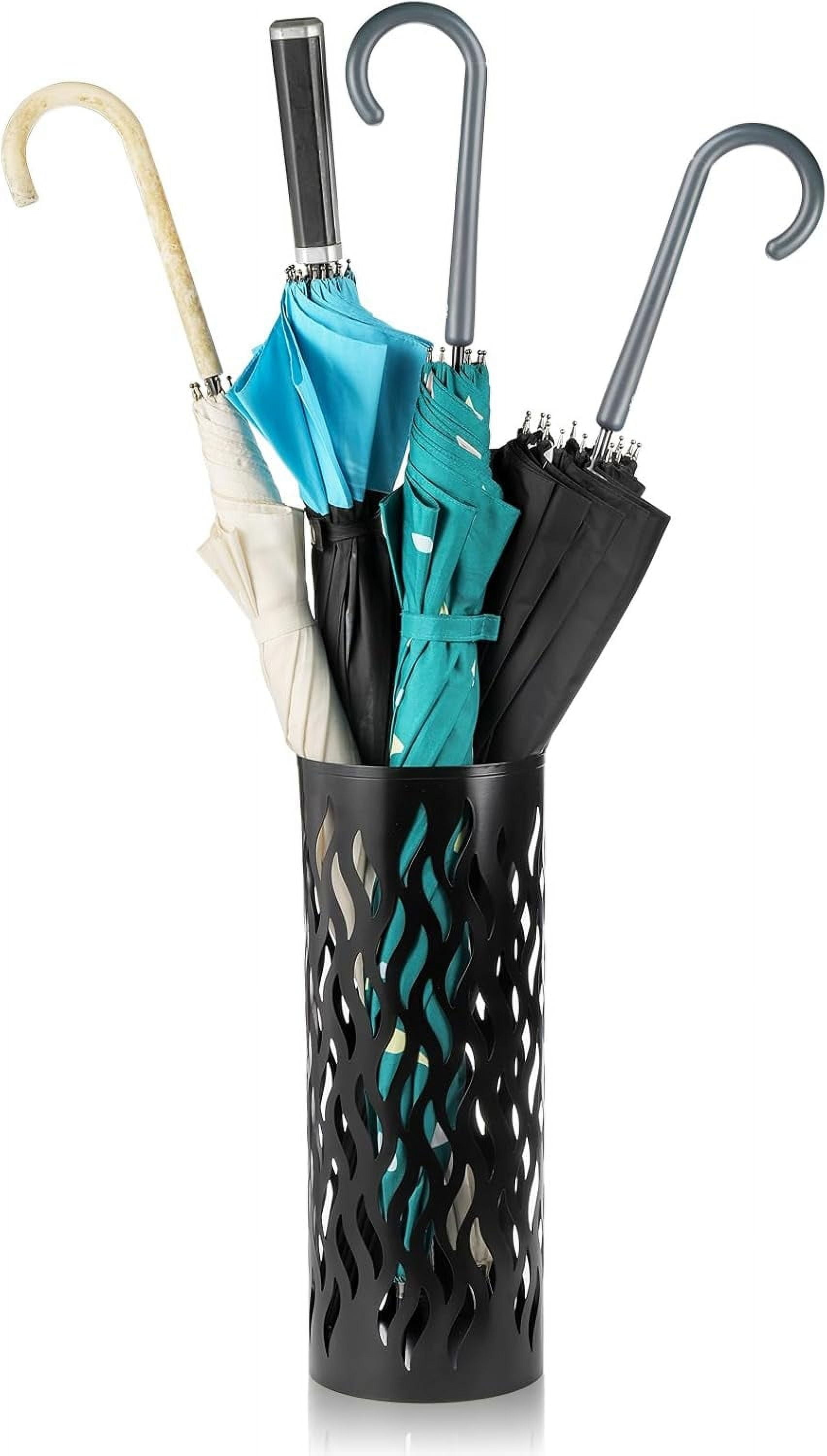 Metal Umbrella Holder, Umbrella Stand Rack for Entryway, Freestanding Rain Collection Umbrella Organizer, Round Canes Walking Stick Storage Bin for Home Office Decor, Black, 5.9"x5.9"x15.7"