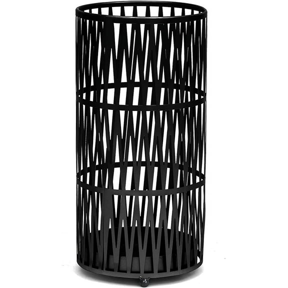 Metal Umbrella Stand Round Umbrella Rack for Canes Walking Sticks Umbrellas Home Office Decor with Drip Tray, Black