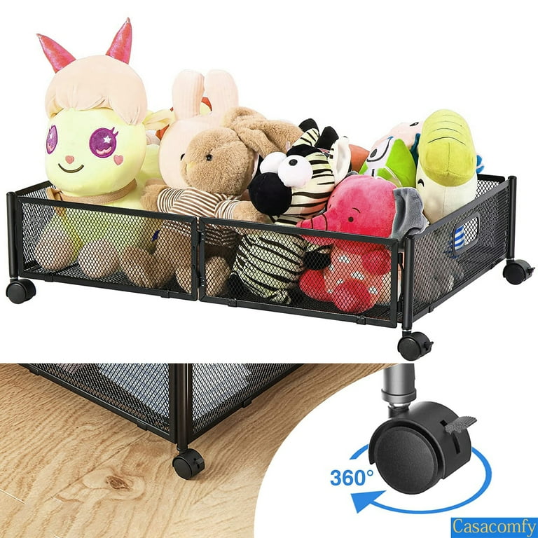 Free Shipping Metal Under Bed Storage Containers Casacomfy Black Under Bed Shoe Foldable Storage Cart With Wheels for Blanket Clothes Toy Book Shoes Bedding Storage and Organization Easy Access Walmar...