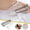 thumbnail image 1 of Metal Under Cabinet Wine Glass Rack, Modern Storage Holder for Glasses, Space Saving Kitchen and Bar Organization, Hardware Included, 1 of 5