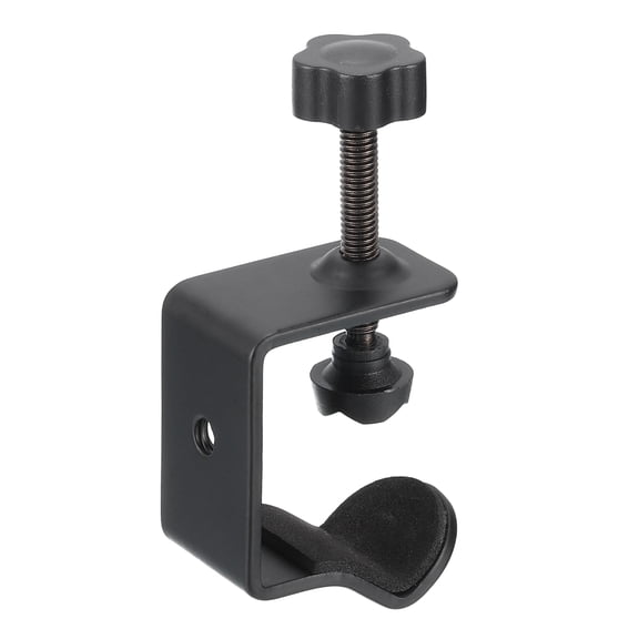 Metal Universal C-Clamp, Heavy Duty g Clamp Base with 1/4" Female Thread 0 - 35 mm Clip Range Stand Mounting Accessory Cabinet for Camera Desktop Mount Holder Microphone, Black
