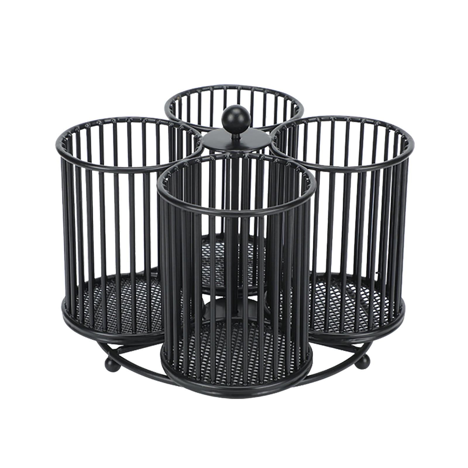 Metal Utensil Caddy 360 Rotating Cutlery Holder 4 Compartment Flatware