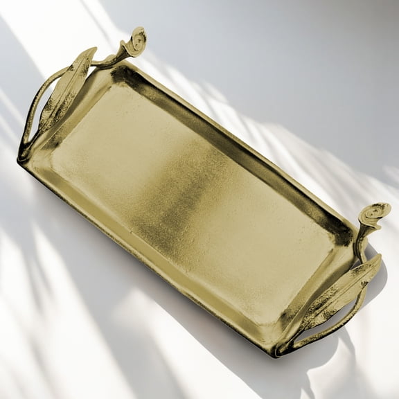 Metal Vanity Tray for Dresser Nightstand Makeup Perfume Skincare Organizer Decorative Gold Accessory Bathroom Sink Countertop Bedroom Table Decor