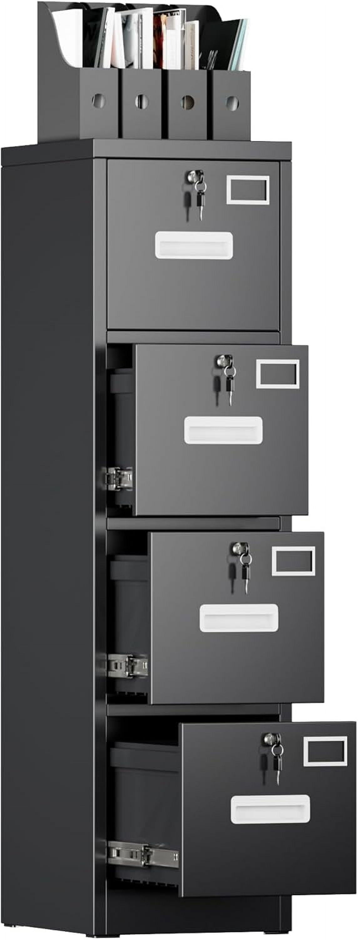 Metal Vertical File Cabinet with Lock,File Storage Cabinet with 4 ...
