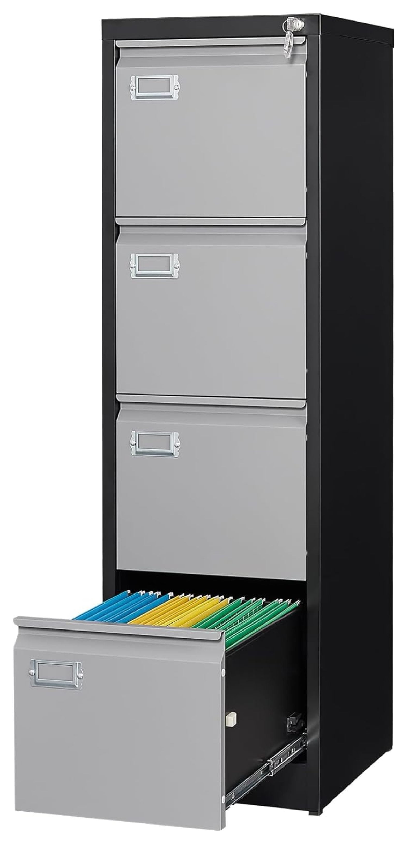 Metal Vertical File Cabinet with Lock，Narrow Filing Cabinets Hanging ...