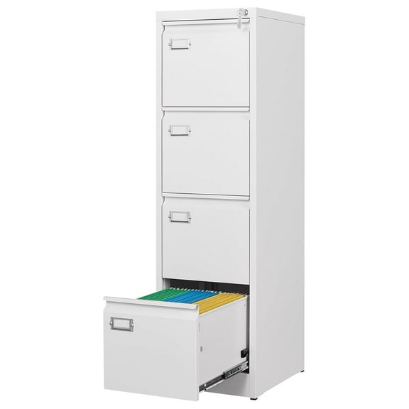 Drawer File Cabinet with Lock, Metal White Filing Cabinets for Home ...