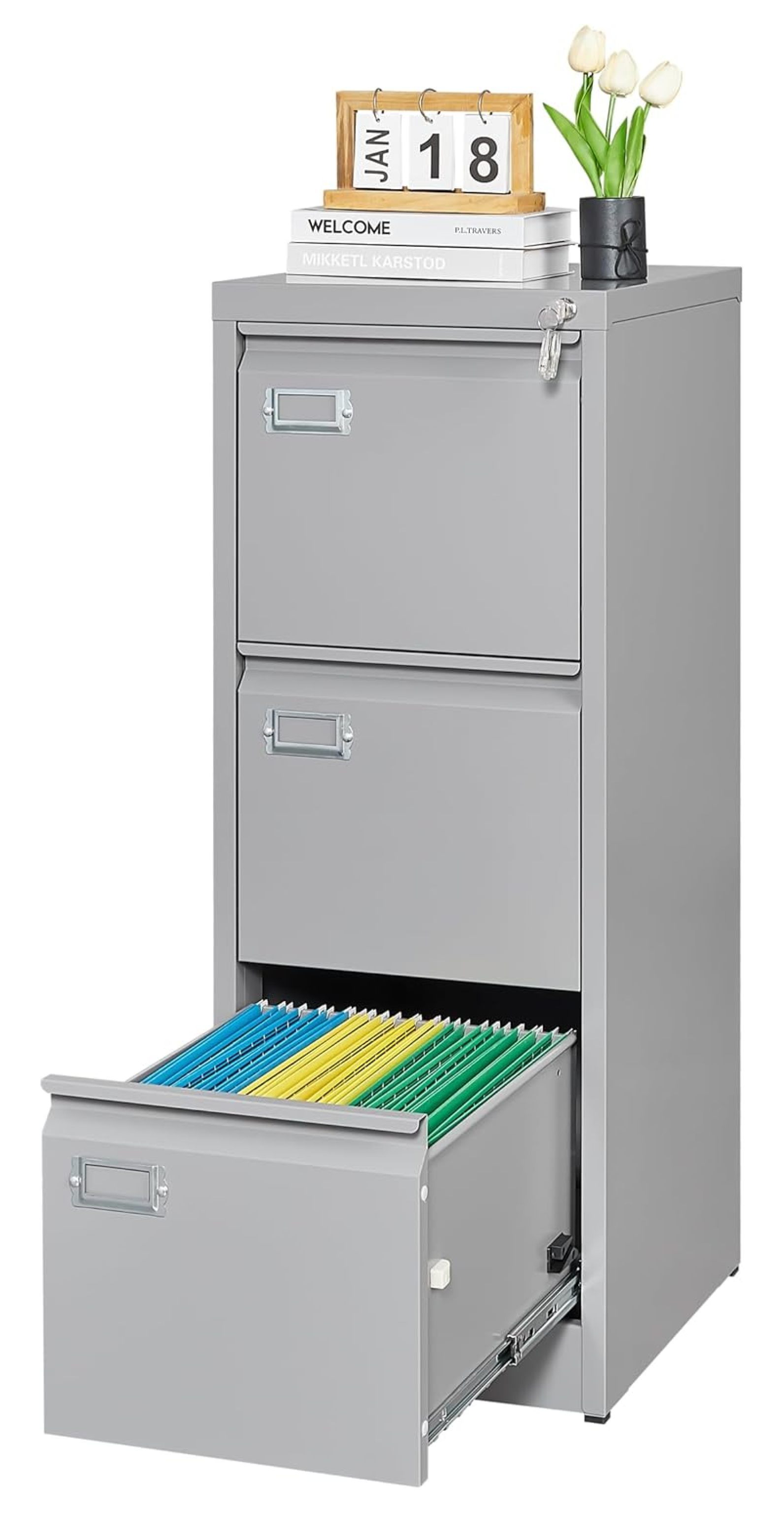 Metal Vertical File Storage 3 Drawer File with Lock
