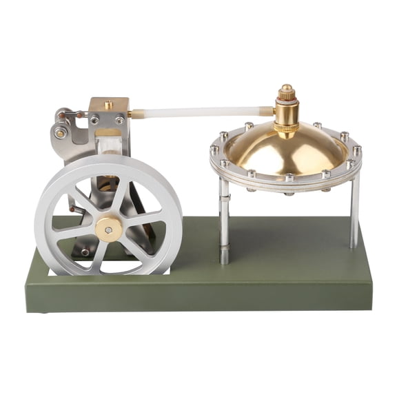 Metal Vertical Retro Steam Engine Model Kit with Transparent Cylinder Physics Science Experiment, Brass Boiler and Flywheel Design for Educational Display and Collection