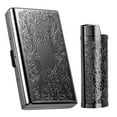 thumbnail image 1 of Metal Vintage Cigarette Case - With J6 Lighter Metal Case, Holds 12pcs 100mm Cigarettes or as an Organizer for RFID Credit Cards and Cash (Black), 1 of 7